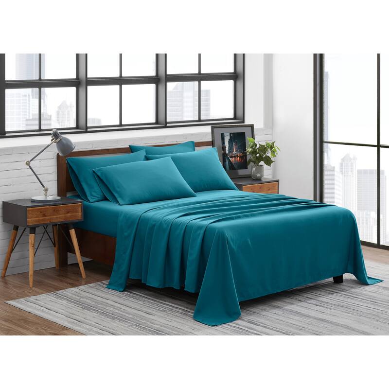 FUBU Solid Microfiber Sheet Set + Extra Pillowcases - Blue - Queen