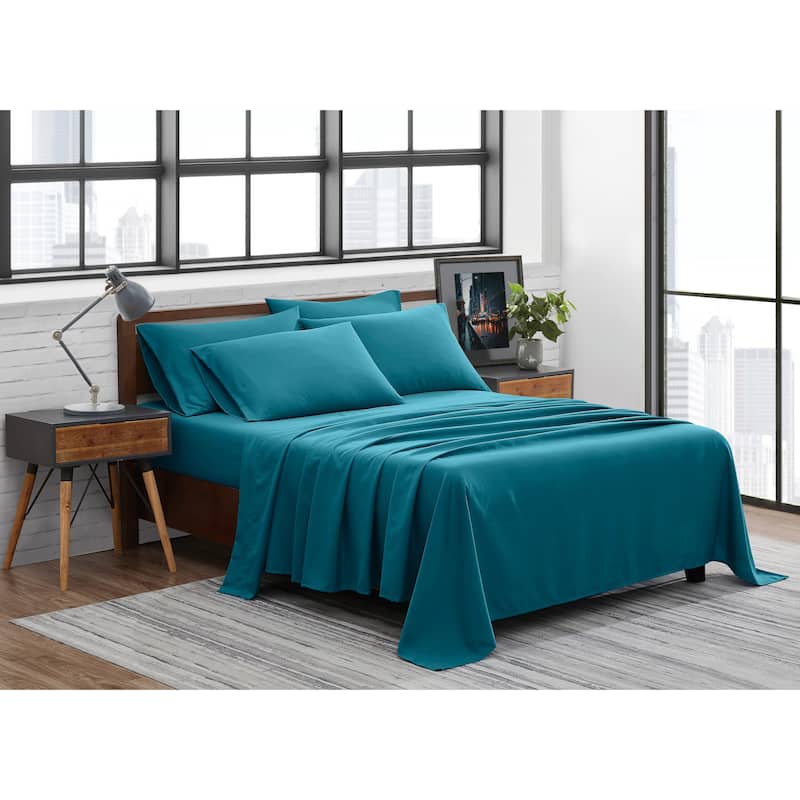 FUBU Solid Microfiber Sheet Set + Extra Pillowcases - Blue - Twin