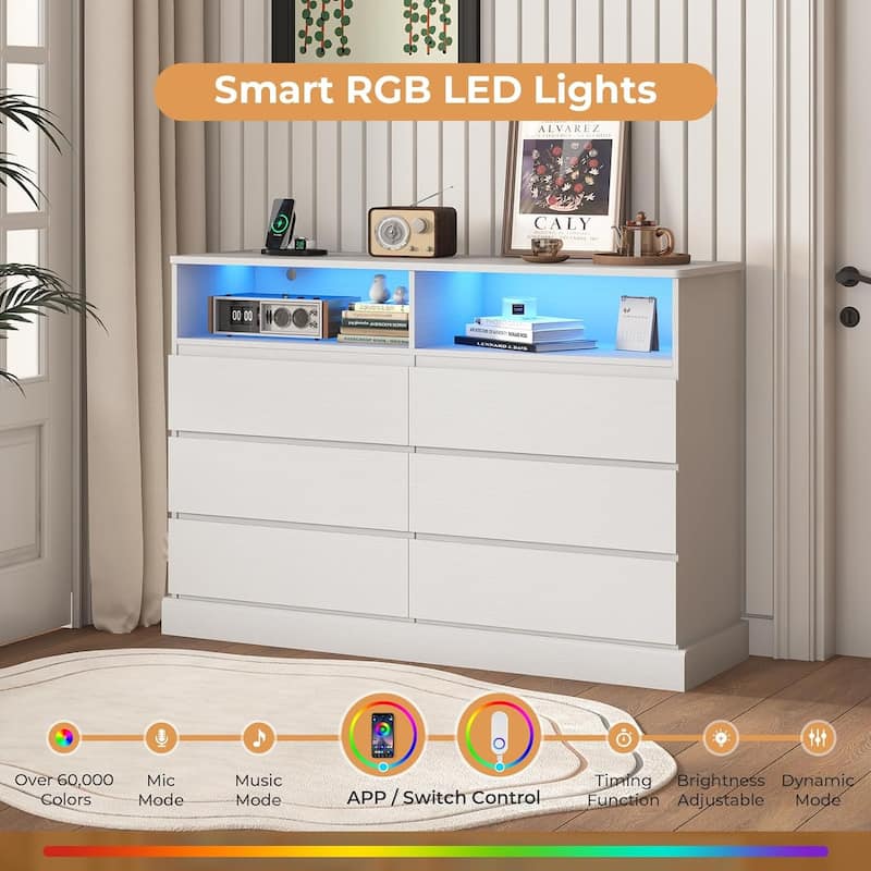 Bedroom Dresser Charging Station Storage Drawers Chest of Drawers