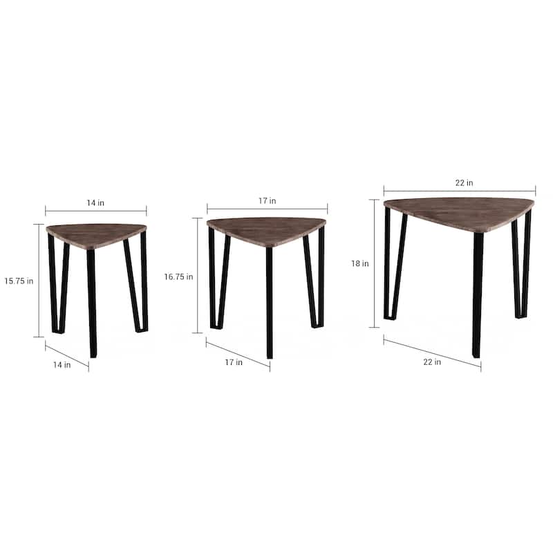 Lavish Home Set of 3 Modern Nesting Tables, Brown