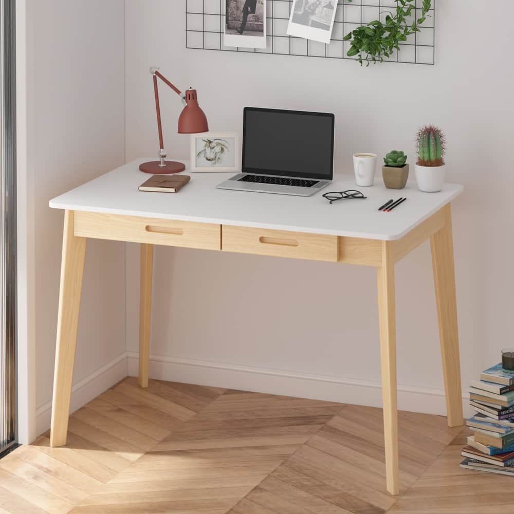 39.4"W Classic Home Office Desk, Writing Desk With Drawers