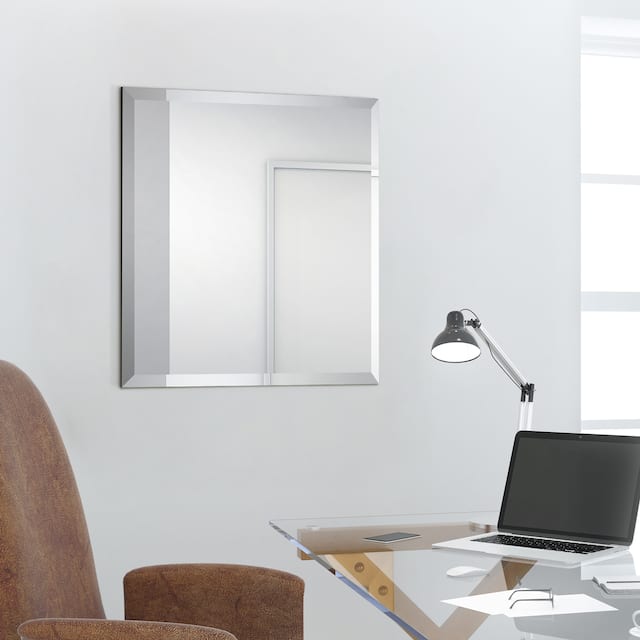 Frameless Beveled Prism Wall Mirror, Bathroom, Vanity, Bedroom Mirror, 1"-Beveled Edge - Clear