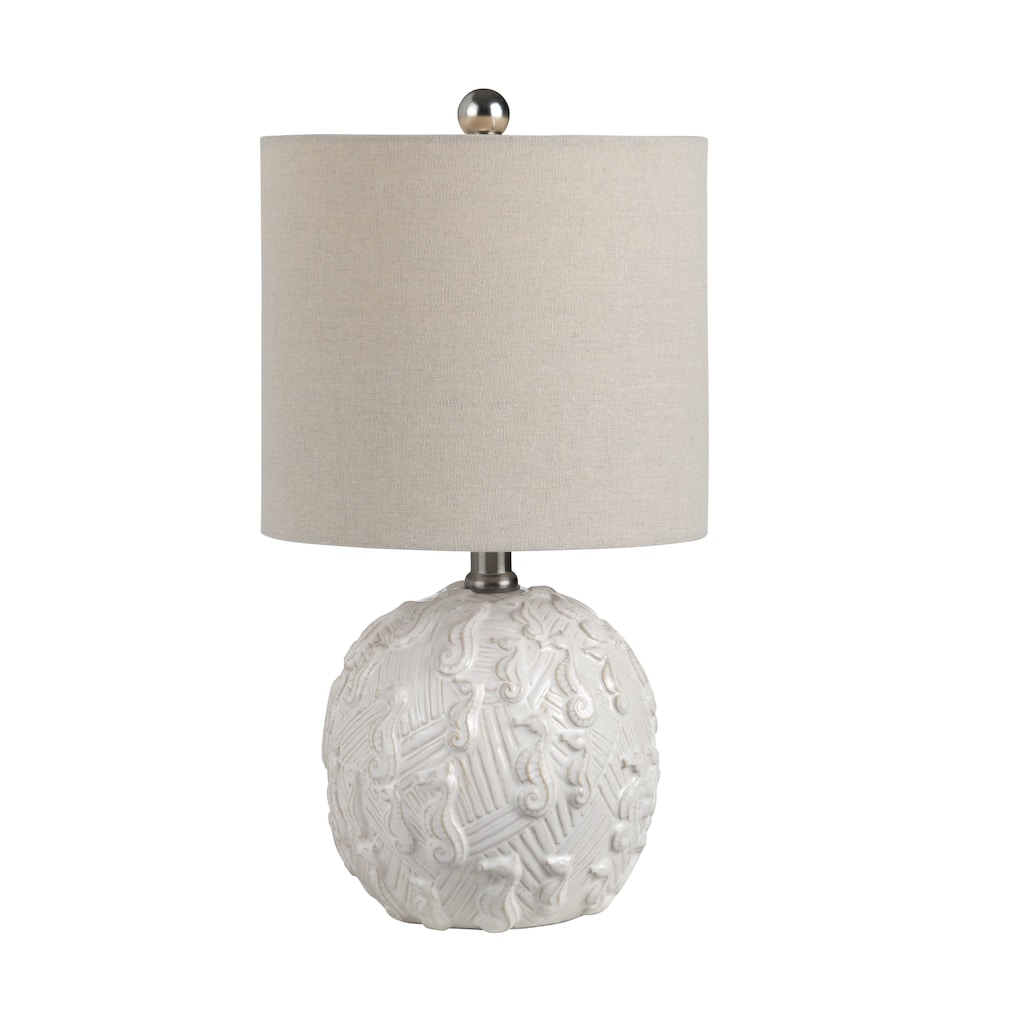 White Ceramic Seahorse Table Lamp - 9" x 9" x 16"