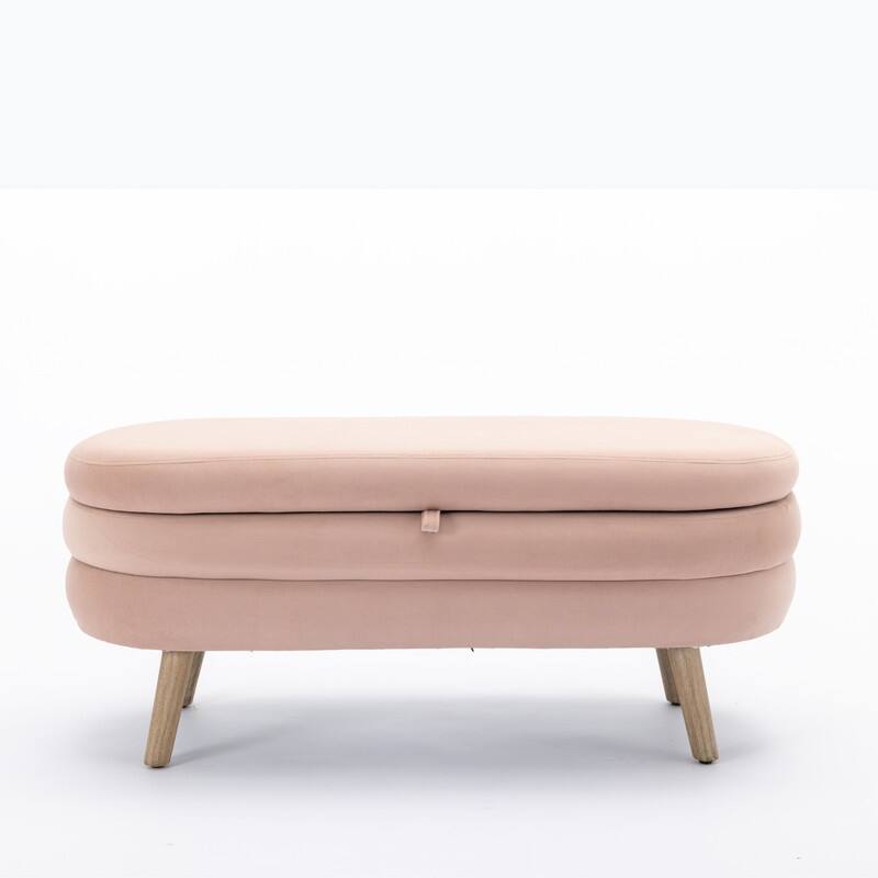 44.88" Seat Widths Soft Velvet Storage Ottoman Footrest Stool