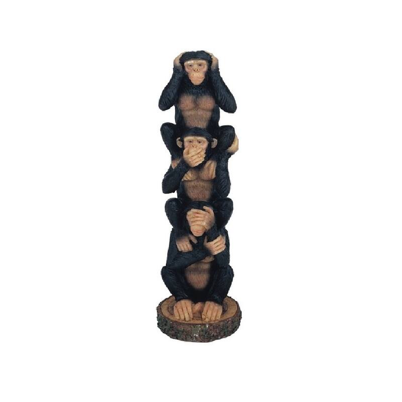 Q-Max 8.5"H Hear-No, See-No, Speak-No Evil Stacked Monkeys Figurine