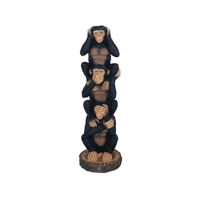 Q-Max 8.5"H Hear-No, See-No, Speak-No Evil Stacked Monkeys Figurine