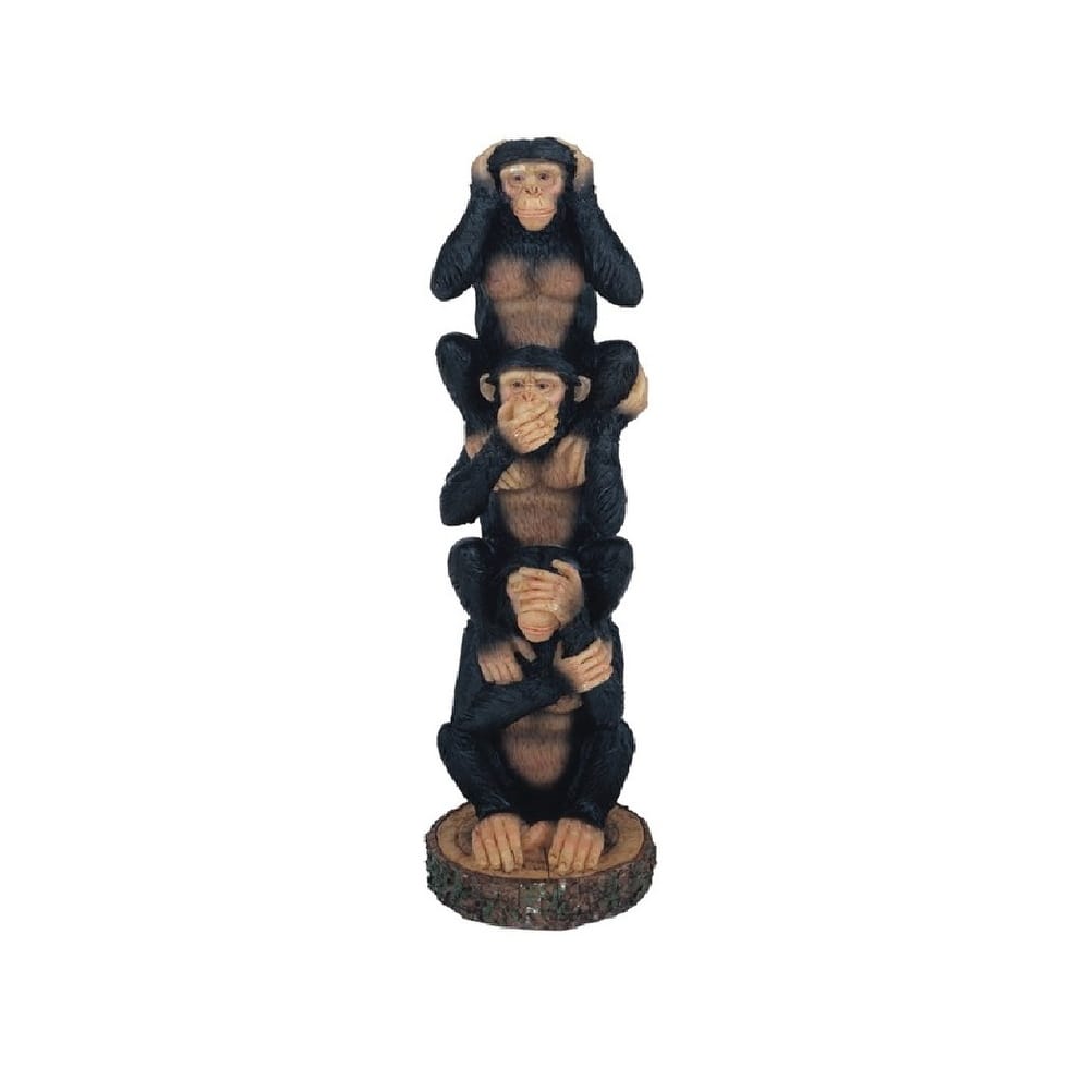 Q-Max 8.5"H Hear-No, See-No, Speak-No Evil Stacked Monkeys Figurine
