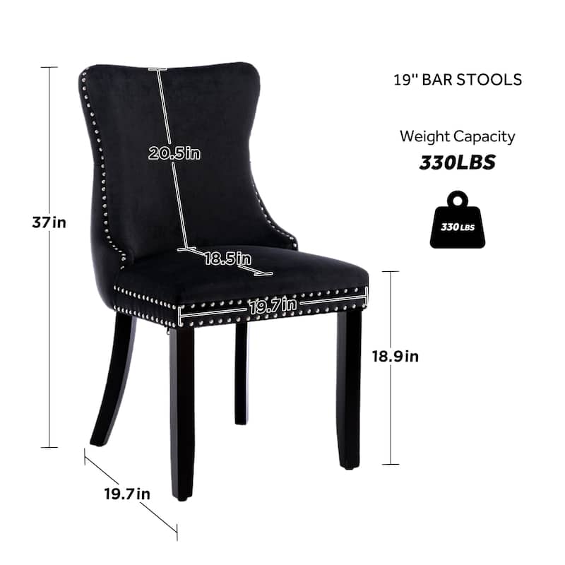KATA Velvet Upholstered Wingback Dining Chairs Set of 2