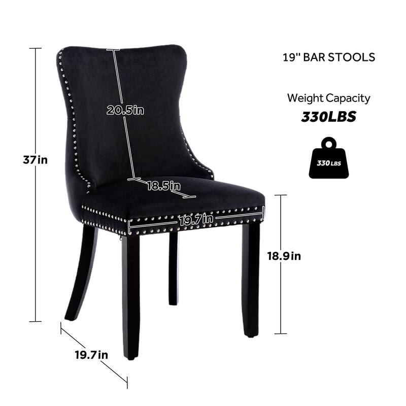 KATA Velvet Upholstered Wingback Dining Chairs Set of 4
