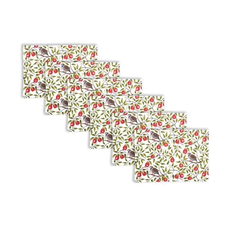 Partridge In A Pear Tree Printed Placemat Set of 6 - Set of 6