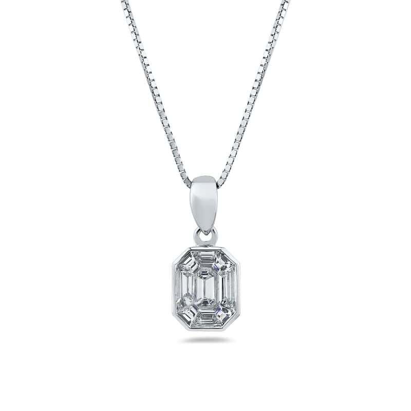 Auriya 14k Gold 1/3ctw Emerald-cut Diamond Necklace (G-H, VS1-VS12)