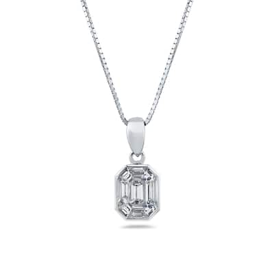 Auriya 14k Gold 1/3ctw Emerald-cut Diamond Necklace (G-H, VS1-VS12)