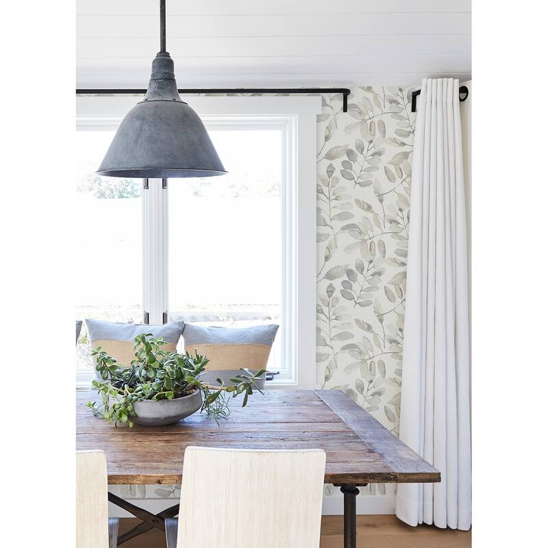 Chesapeake Pinnate Taupe Leaves Wallpaper