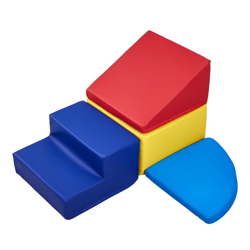 Multi Color PU Leather Foam Climbing Blocks Set, 4 Piece Educational Design - Multi Color - N/A