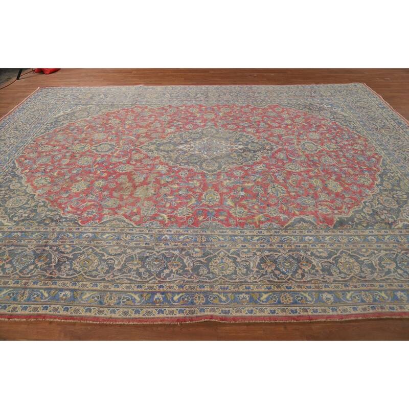 Traditional Pink Tabriz Persian Area Rug Handmade Wool Carpet - 9'6"x 12'6"