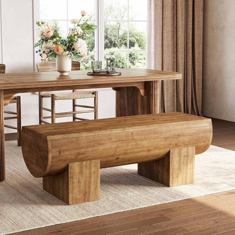 Farmhouse Solid Wood Dining Bench, Entryway Shoe Bench, Kitchen Bench for Dining/Living Room, Hallway