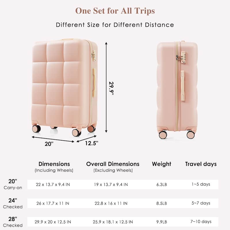 Luggage Set of 3, Airline Certified Carry-on Luggage with Cup Holder, ABS Hard Shell Luggage with Spinner Wheels