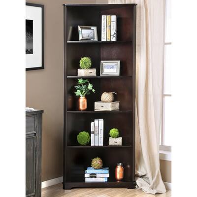 Copley Transitional Solid Wood 5-Shelf Corner Bookshelf by Furniture of America