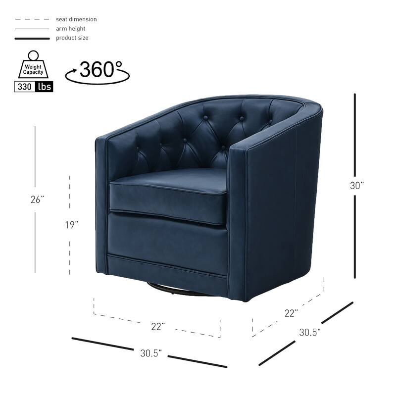 NPD Furniture Walsh Top Grain Leather Swivel Chair
