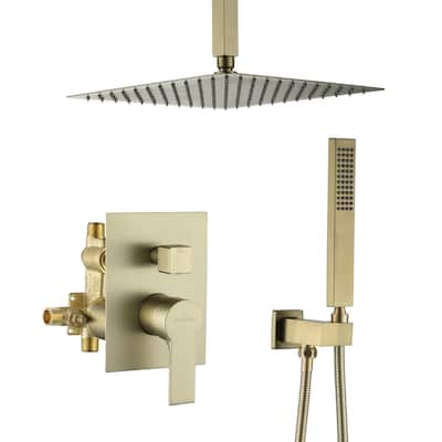 2.5 GPM 12 in. Ceiling Mount Dual Shower Heads with Pressure Balance Valve