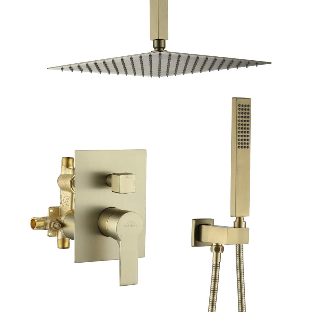 2.5 GPM 12 in. Ceiling Mount Dual Shower Heads with Pressure Balance Valve