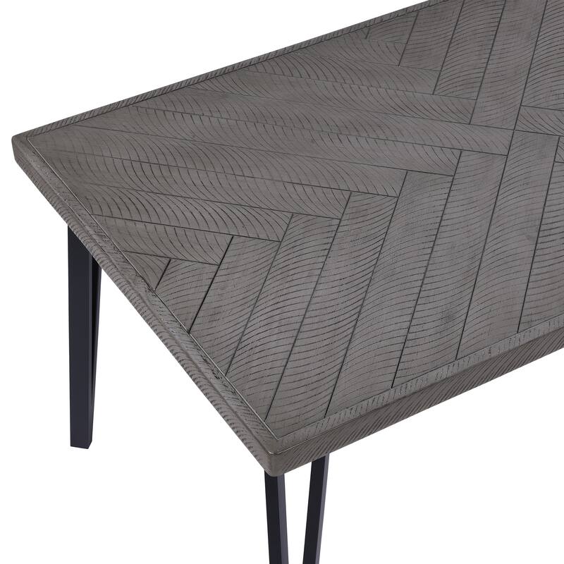 Reclaimed 60" Length Wood Texture and Iron Dining Table - N/A