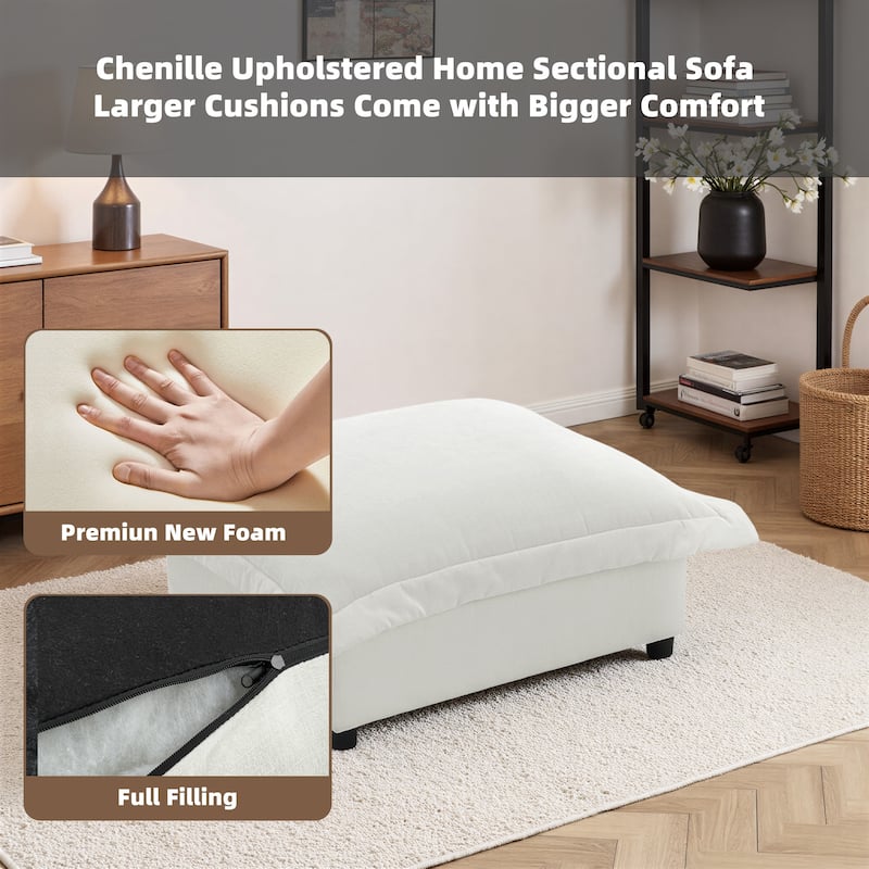 Double Layer Cushion Comfy Cloud Modular Sectional Sofa Couch Ottoman