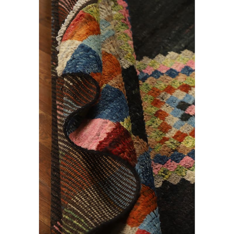 Checkered Muli-Color Moroccan Oriental Area Rug Handmade Wool Carpet - 6'0" x 7'10"