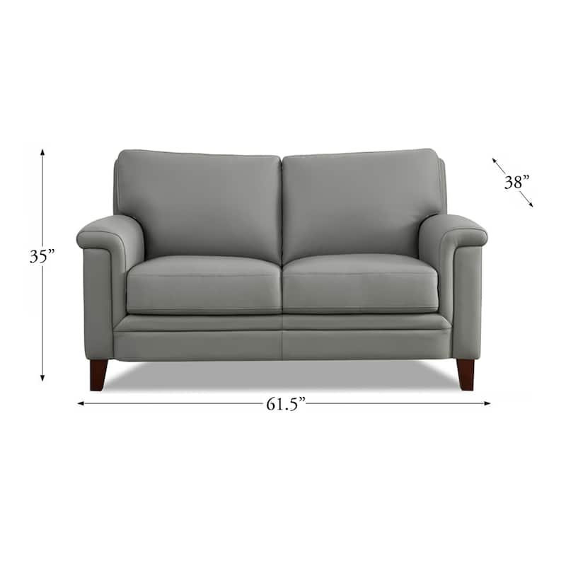 Hydeline Westcott Top Grain Leather Loveseat with Memory Foam and Springs