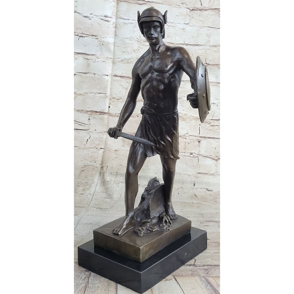 Spartacus Roman Hoplomachus Gladiator Bronze Metal Statue Sculpture Figure 14 Inches X 18 Inches