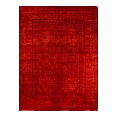 Overdyed, One-of-a-Kind Hand-Knotted Area Rug - Red - 10' 2" x 13' 10"