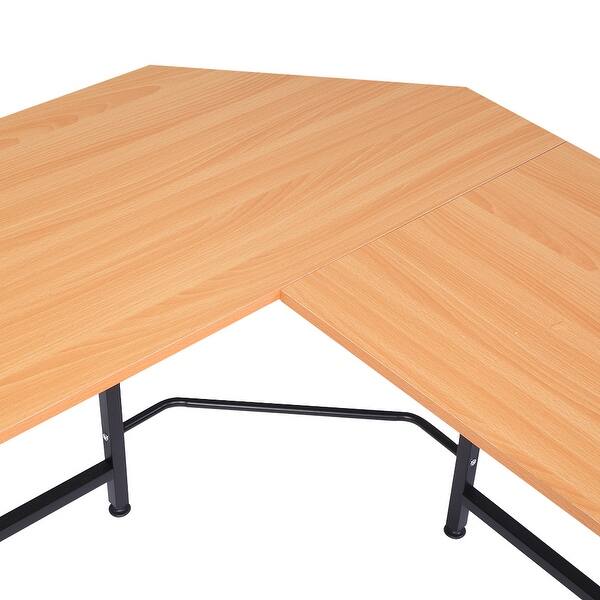 66 L Shaped Desktop Computer Desk Beech Wood Color Overstock 66 L Shaped Desktop Computer Desk Beech Wood Color Overstock