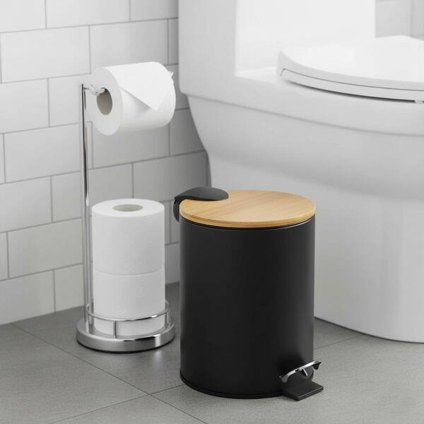 Black Bathroom Trash Can with Lid