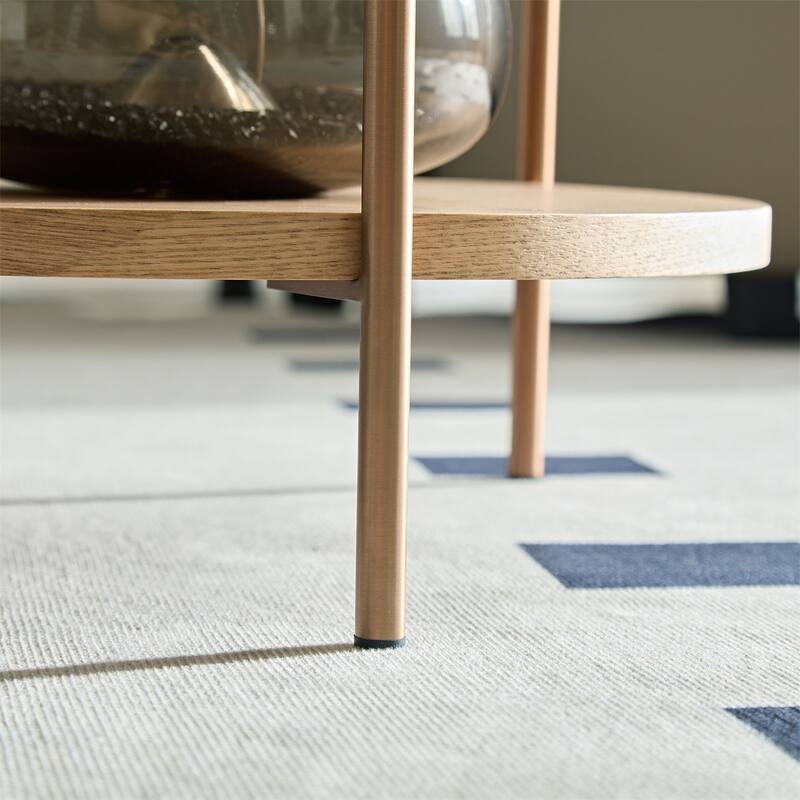 2-Piece 2 tier Round Coffee Table Set,Easy Assembly Nesting End Tables