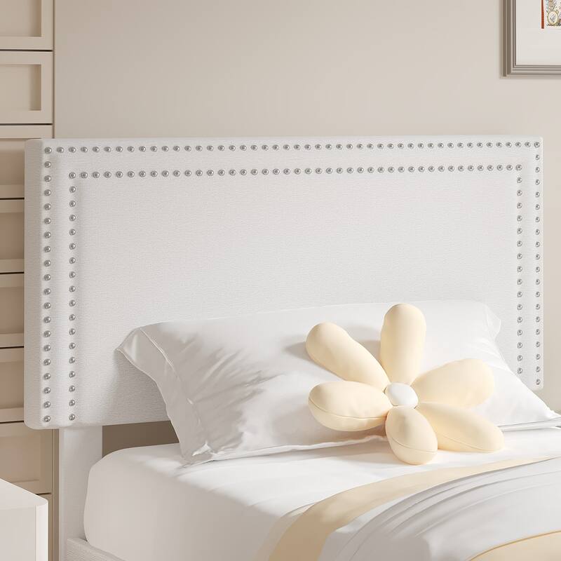 VECELO Upholstered Storage Bed Frames with 4 Storage Drawers, Platform Bed Frame with Adjustable Velvet Rivets Headboard