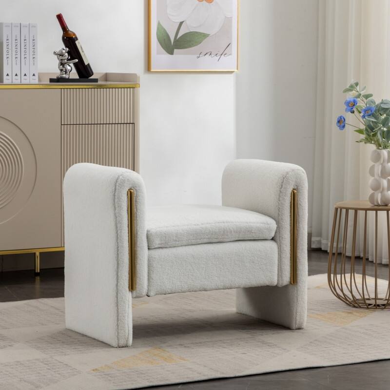 21.3" Seat Widths Soft Teddy Fabric Ottoman Footrest Stool