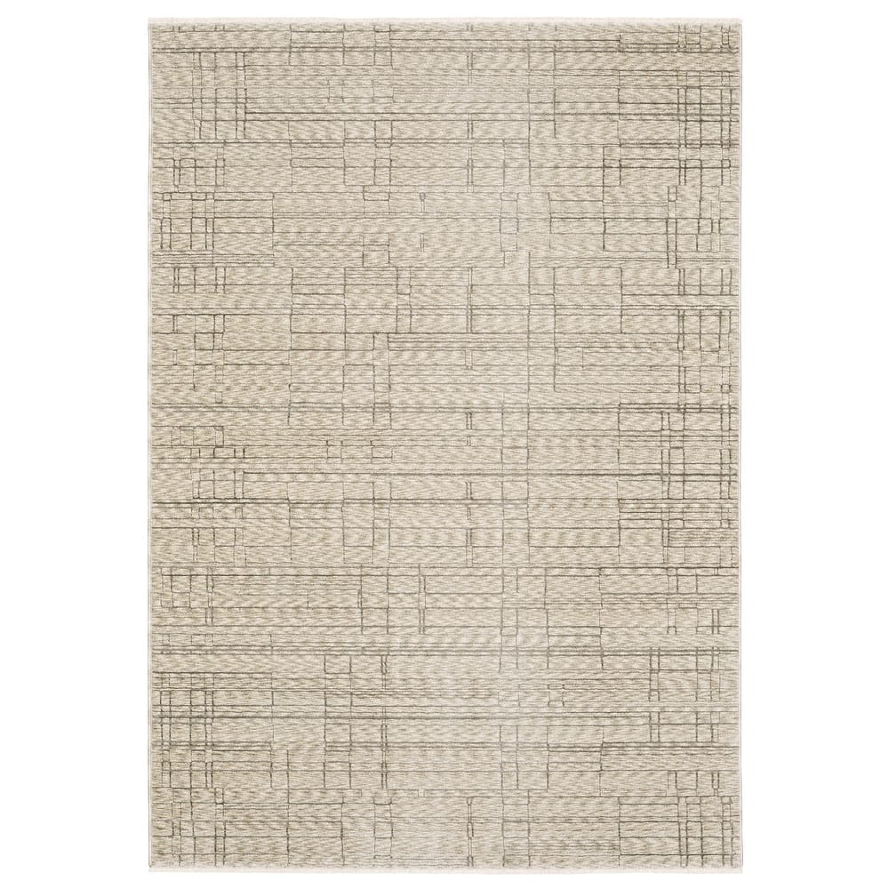 Style Haven Caiden Industrial Distressed Lines Beige/ Brown Area Rug