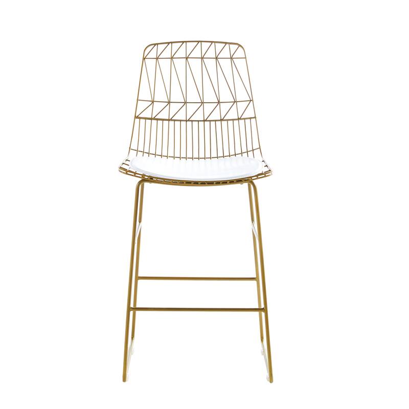 Porthos Home Asa Geometric Metal Counter Stools with PU Leather Seat Pad, Set of 2