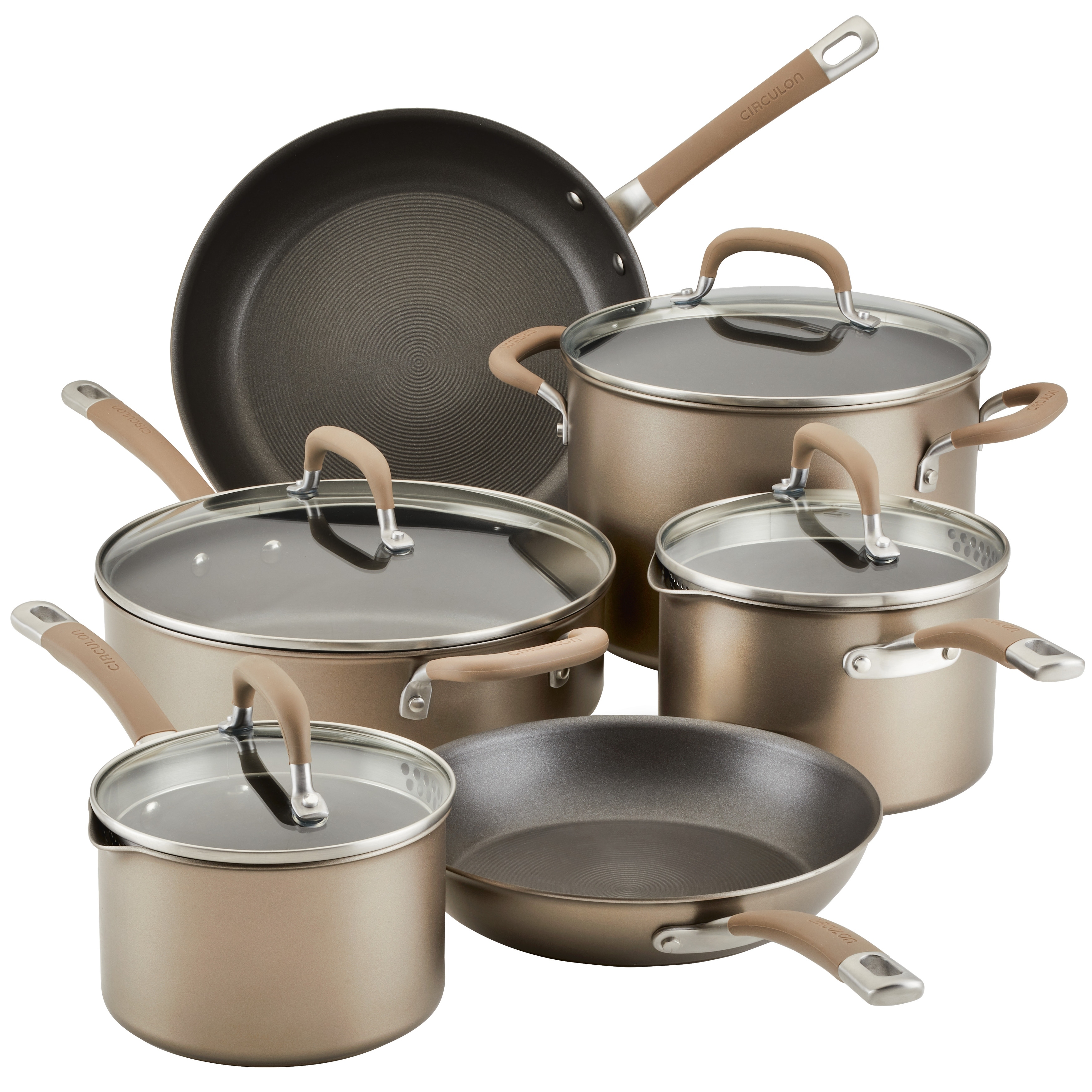 Anolon Advanced Home 11pc Hard Anodized Nonstick Cookware Set, Moonstone in  the Cooking Pans & Skillets department at