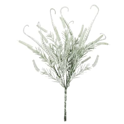 Set of 2 Soft Touch Frosted Green Artificial Mixed Rosemary Fern Leaf Stem Plant Greenery Foliage Bush 14in