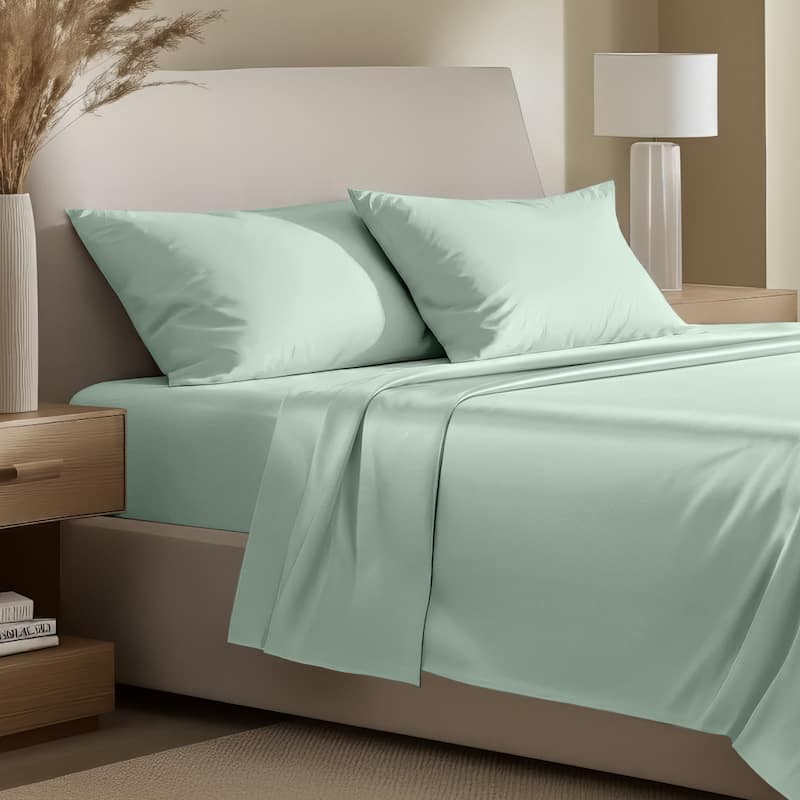 Bare Home Organic Cotton Sheet Set - Silky Smooth Sateen Weave - King - Willow