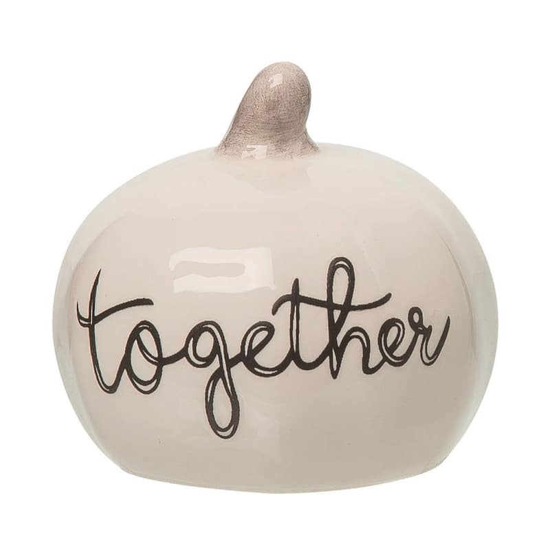 Transpac Dolomite 2.5 in. White Harvest Gather Together Pumpkin Salt and Pepper Shaker Set of 2
