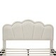preview thumbnail 64 of 82, Full Size Upholstered Flower-Shape Bed with LED Light Strip & Ottoman,Sherpa Fabric Platform Bed with Wooden Slats Support,White