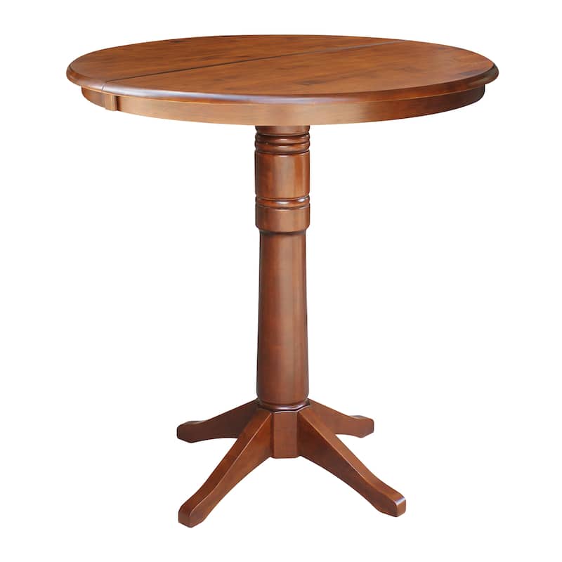 36" Round Top Pedestal Table w/12" Leaf - 40.9" H - Espresso