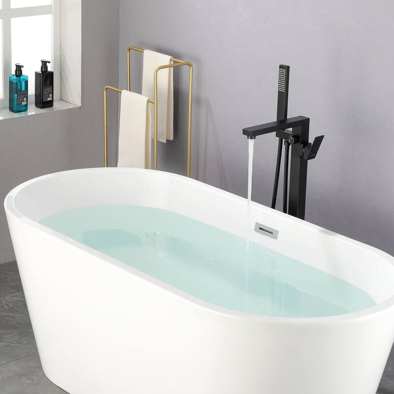Freestanding Floor Mount Bath Tub Faucet with Handheld Shower
