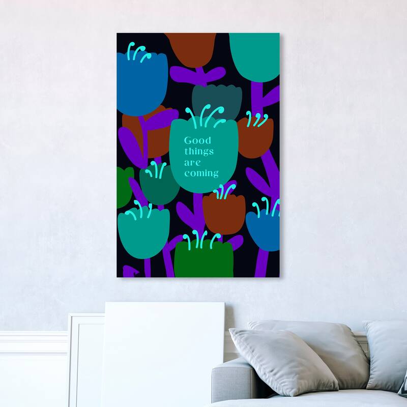 Wynwood Studio Canvas Floral and Botanical On it way Pink and Light Red Modern & Contemporary Wall Art Canvas Print - 45 x 30