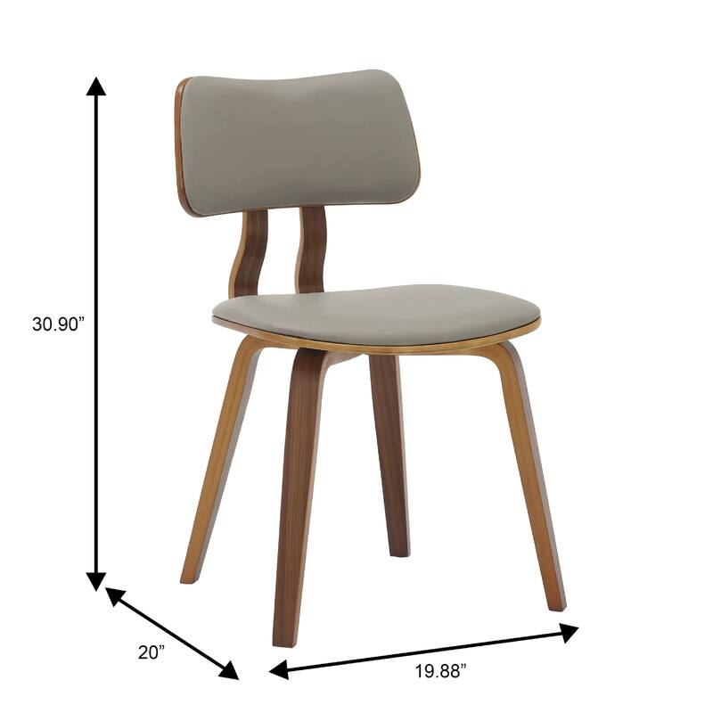 Clivo Leather Dining Chair with Open-Back and Poplar Wood Legs for Kitchen or Dining Room Set of 4