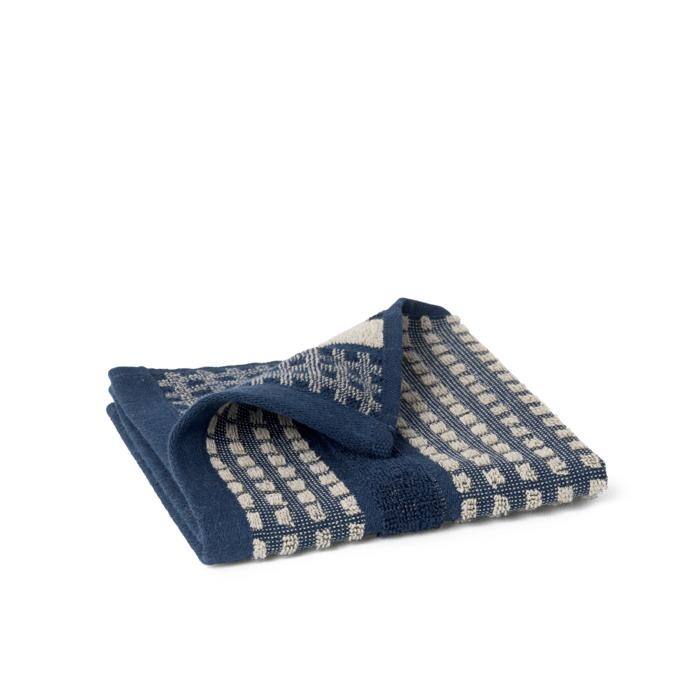 JUNA Check Towels, Dark Blue/Sand
