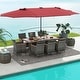 preview thumbnail 10 of 37, Costway 11 PCS Patio Dining Set with 15 ft Double-Sided Patio Umbrella - See Details Wine