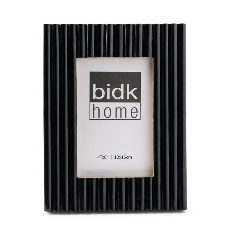 Ridged Patterned Picture Frame - for 4" x 6" Photo - Black - 4-inchx6-inch